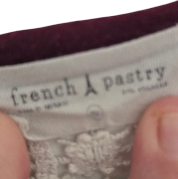 French Pastry Women's Burgundy Lace Back Top Size 2xl - Picture 2 of 4